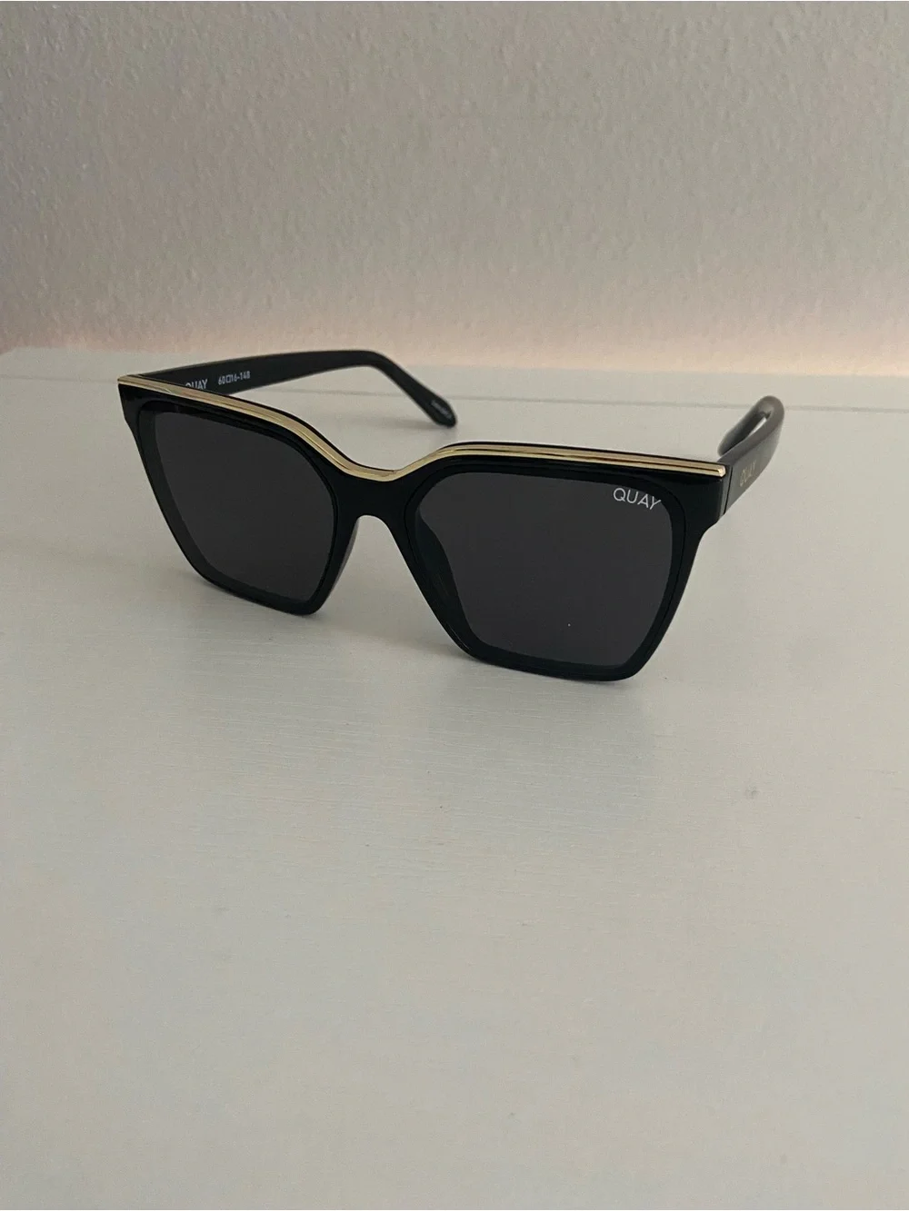 Quay Australia Level Up Black Sunglasses with Gold Trim
